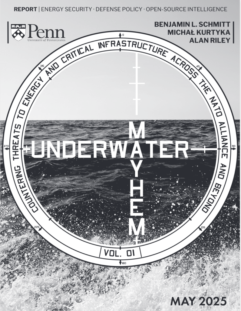 Cover of report with submarine viewfinder pointed at sea. Text reads Underwater Mayhem.